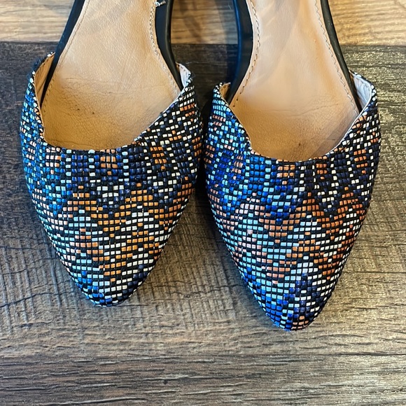 Rampage cinna chevron sandals size 6 blue black white orange - Picture 3 of 6